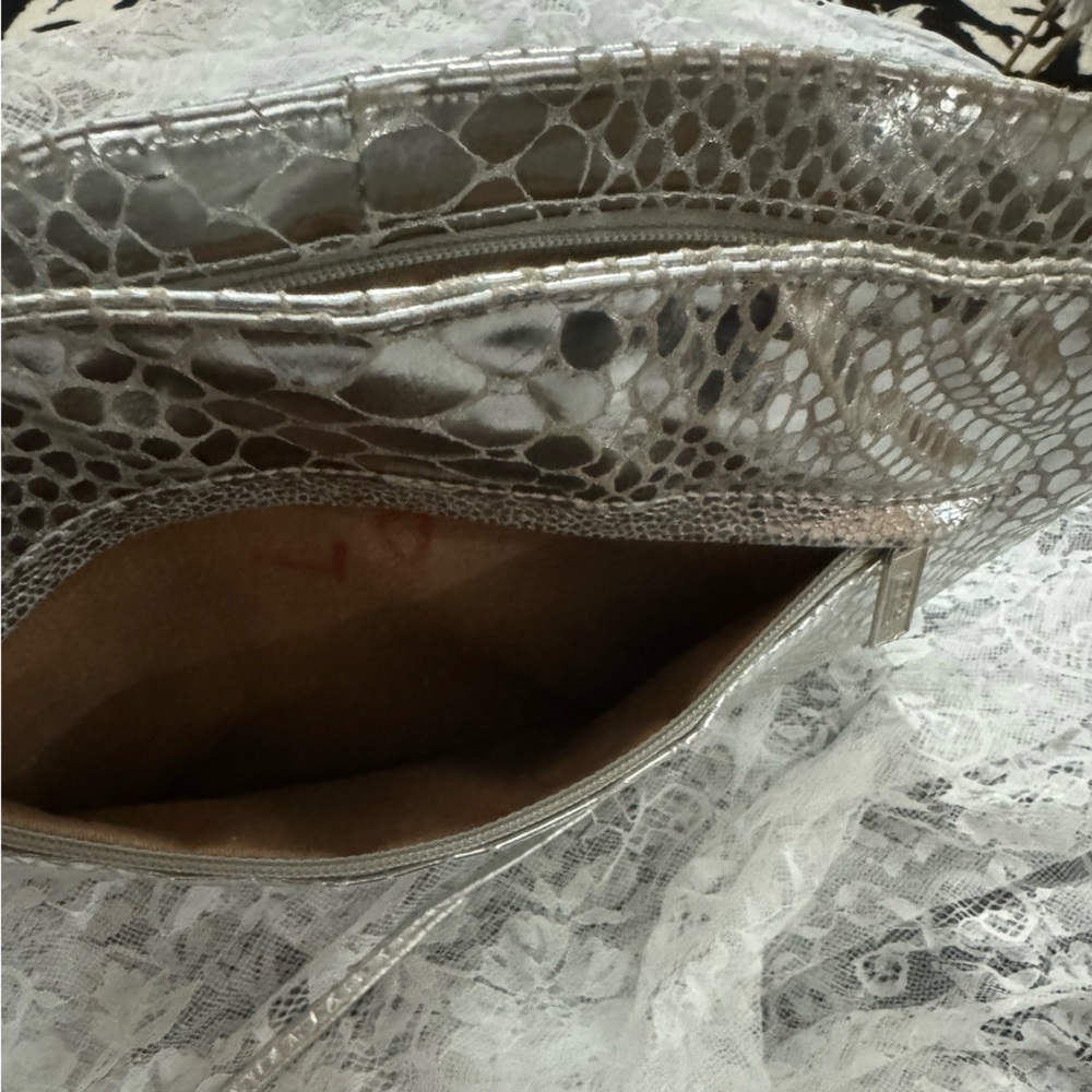VTG Metallic Silver Patchwork Purse Shoulder Bag EUC USA 90’s 80’s Oversized - Picture 10 of 15